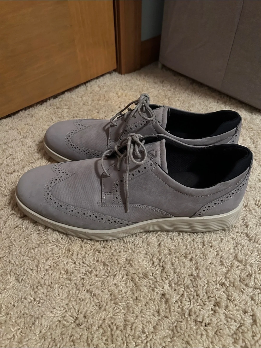 ECCO Men’s S Lite Hybrid Brogue Shoes Grey Oxford Wingtip EU 47 US Size 10
